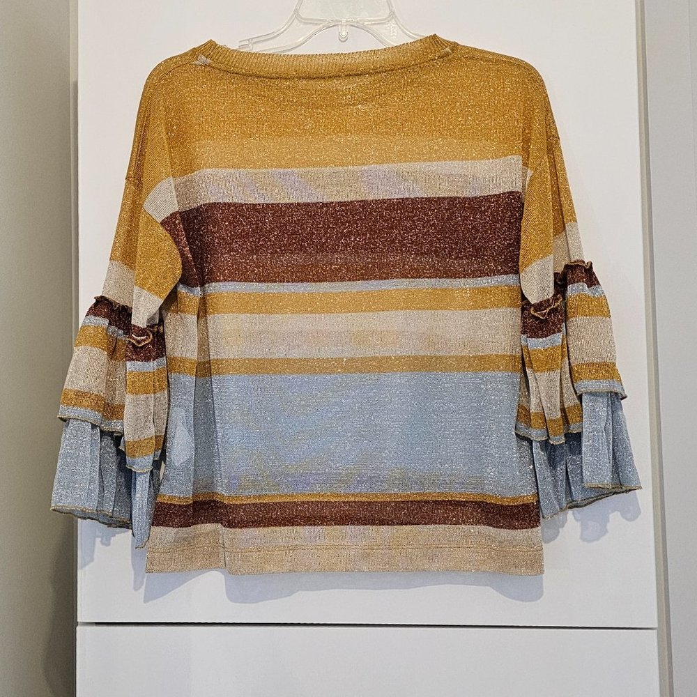 Multi Colour Light Knit Sweater with Sparkle Thread /Ruffles - Picture 4 of 6